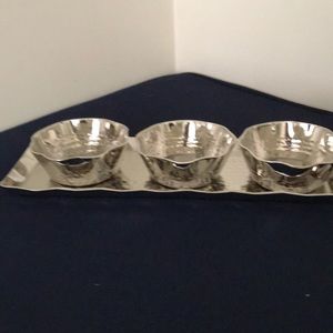 3 piece hammered steel serving set